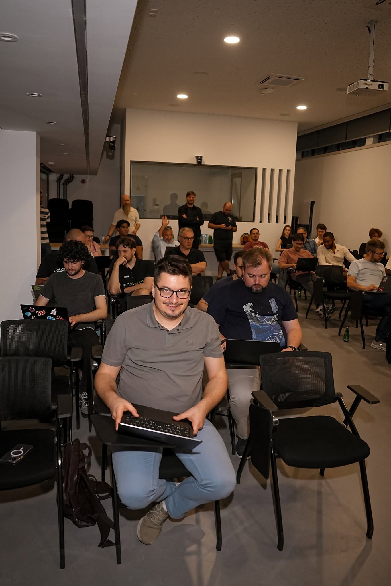 Participants working together at a DeepTech.CY meetup in Nicosia
